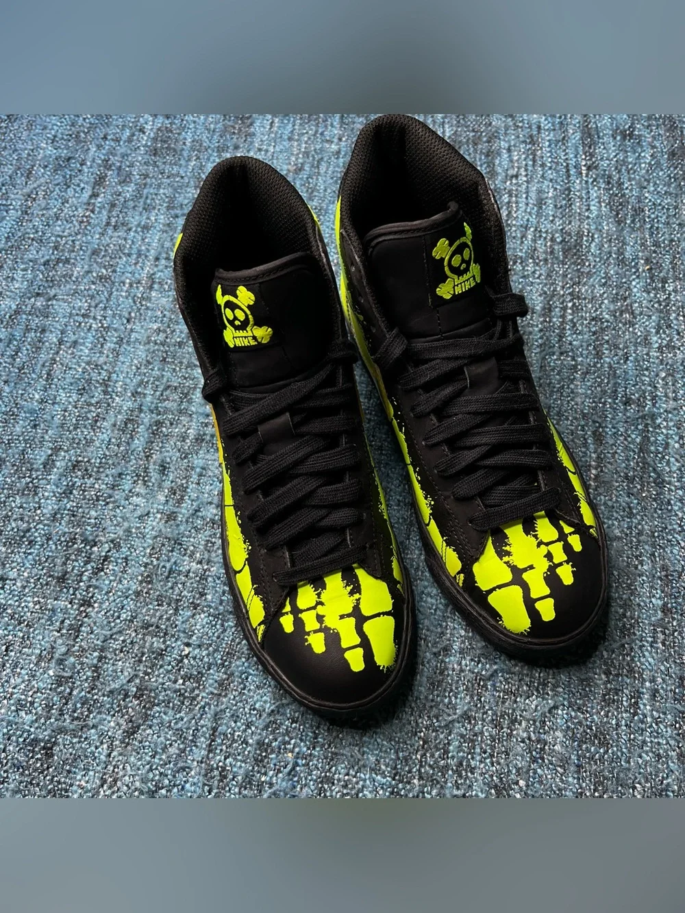 Nike Blazer Mid GS Glow in the Dark Skeleton Sneakers Black Volt 4.5Y or 6 Women